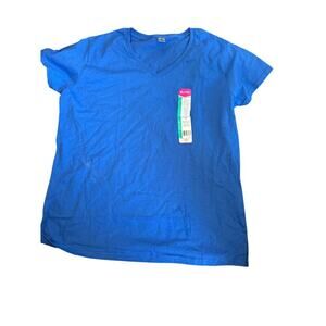 Blue XL Gildan Ladies V-Neck T-Shirt